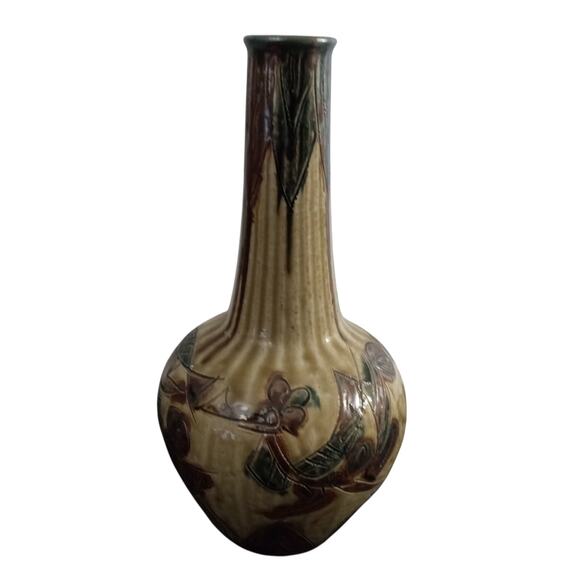 Vintage Otagiri OMC Japan Vase Stoneware 11.5" MCM Earth Tones Bird Tan Brown - Picture 11 of 13